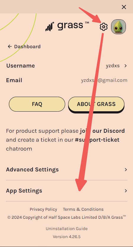 App Settings 打开选项